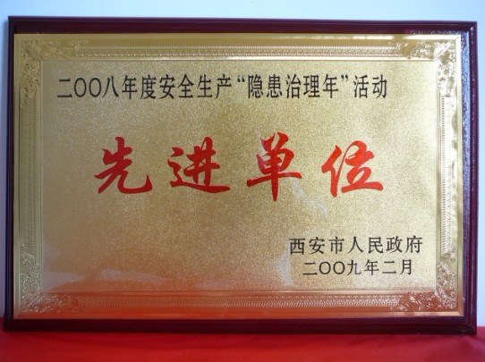 2009年2月，被西安市人民政府評為2008年度安全生產(chǎn)“隱患治理年”活動先進單位